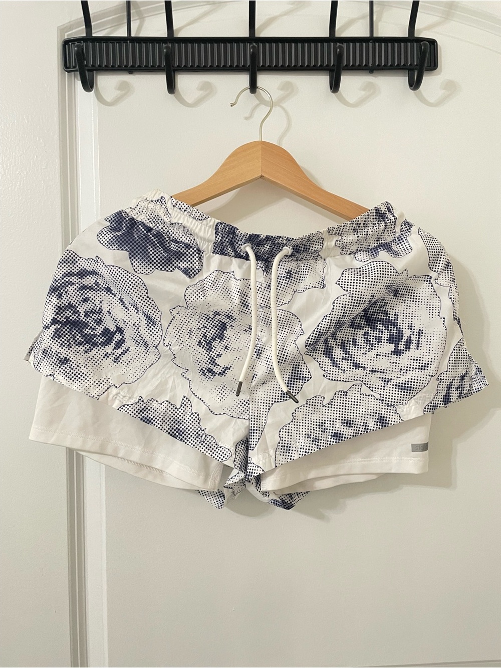 Adidas by Stella Mccartney White Floral Print Drawstring Shorts
